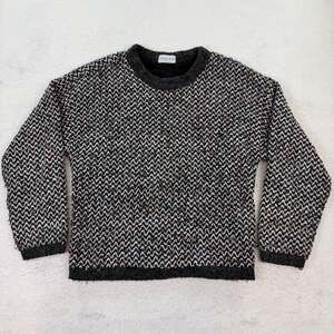 Vintage 90s Y2K Allen Wah Chevron Wool Blend Lined Knit Colorful Crew Sweater M
